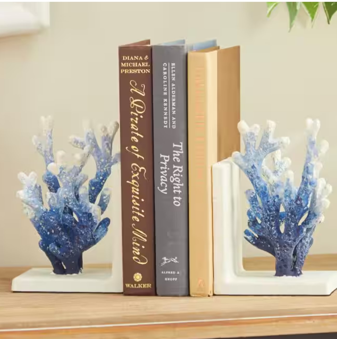 Blue Metal Ombre Coral Bookends (Set of 2)